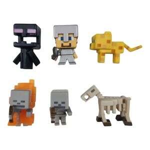 Minecraft Mini Figures Lot of 6 Enderman Skeleton Horse Ocelot Steve Blaze